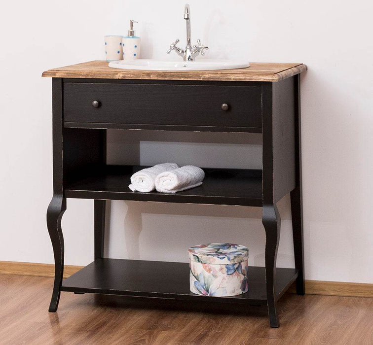 Vintage Waschtisch aus Massivholz im Landhausstil - Vintage | Schwarz