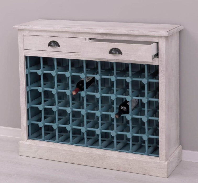 Vintage Weinschrank aus Massivholz mit zwei Schubladen - Vintage Schwarz
