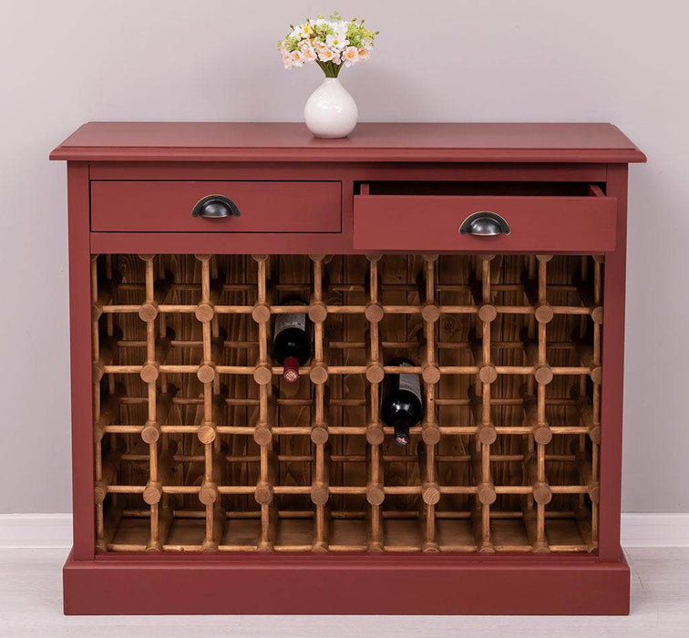 Vintage Weinschrank aus Massivholz mit zwei Schubladen - Vintage Schwarz