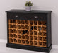 Vintage Weinschrank aus Massivholz mit zwei Schubladen - Vintage Schwarz