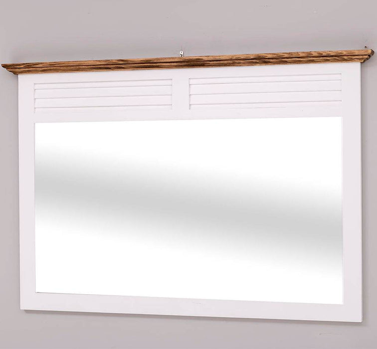 Wandspiegel aus Massivholz - klassisch mit Lamellen und Kranz - 