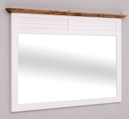 Wandspiegel aus Massivholz - klassisch mit Lamellen und Kranz - 