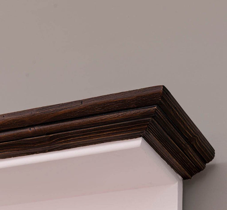 Waschbeckenschrank aus Massivholz | Badmöbel mit Spiegel | 2-teilig - Vintage | Pinie gebürstet | hell