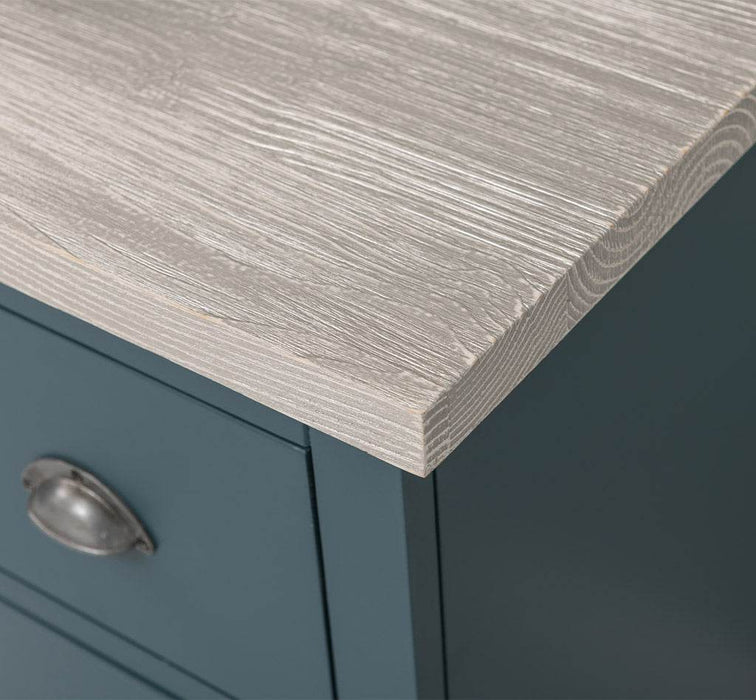 Waschbeckenunterschrank Provence aus Massivholz mit Lamellentüren - Blau - Pinie gebürstet