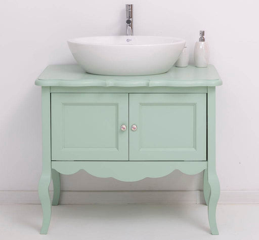 Waschbeckenunterschrank aus Massivholz | Waschtisch mit 2 Türen und geschwungenen Beinen - Mint