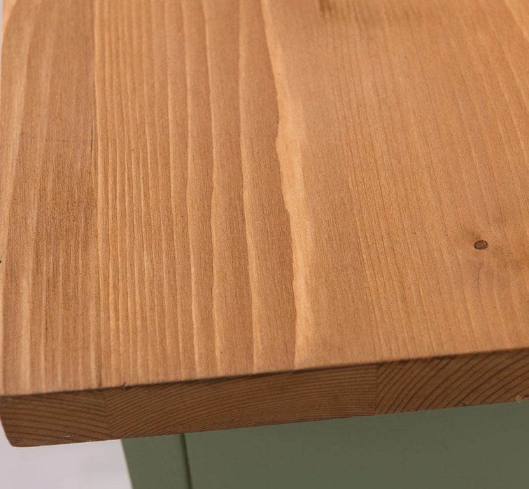 Waschbeckenunterschrank aus Massivholz mit Lamellentüren - Grün - Pinie gebürstet