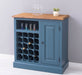 Weinschrank aus Massivholz | Weinregal für 20 Flaschen - Blau - geflammt