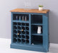 Weinschrank aus Massivholz | Weinregal für 20 Flaschen - Blau - geflammt