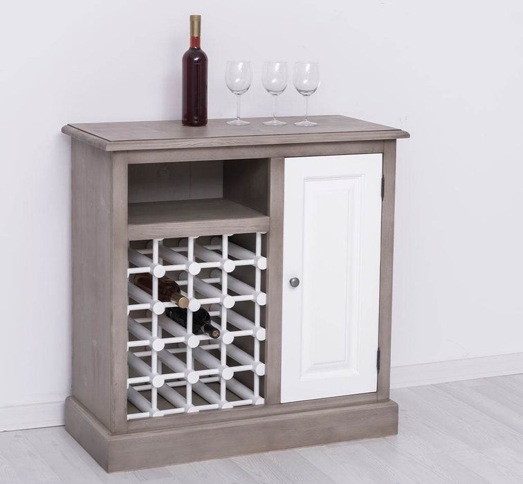Weinschrank aus Massivholz | Weinregal mit Ablage und Tür - Gewachst