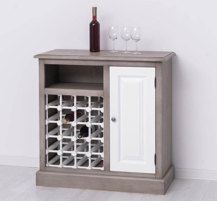 Weinschrank aus Massivholz | Weinregal mit Ablage und Tür - Gewachst