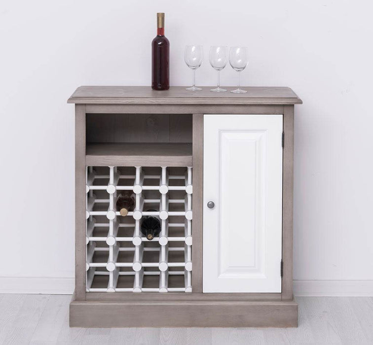 Weinschrank aus Massivholz | Weinregal mit Ablage und Tür - Gewachst