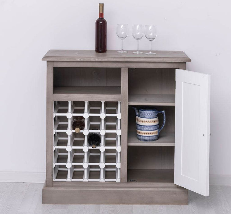 Weinschrank aus Massivholz | Weinregal mit Ablage und Tür - Gewachst