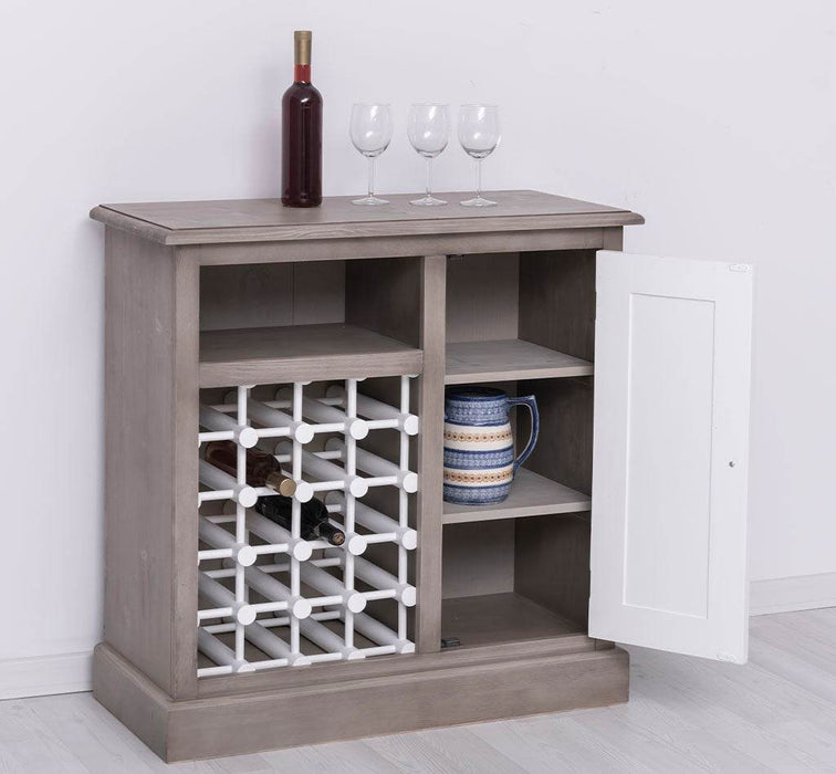 Weinschrank aus Massivholz | Weinregal mit Ablage und Tür - Gewachst