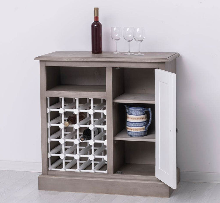 Weinschrank aus Massivholz | Weinregal mit Ablage und Tür - Gewachst