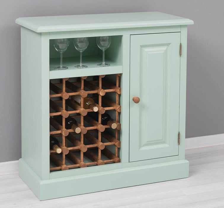 Weinschrank aus Massivholz | Weinregal mit Ablage und Tür - Gewachst