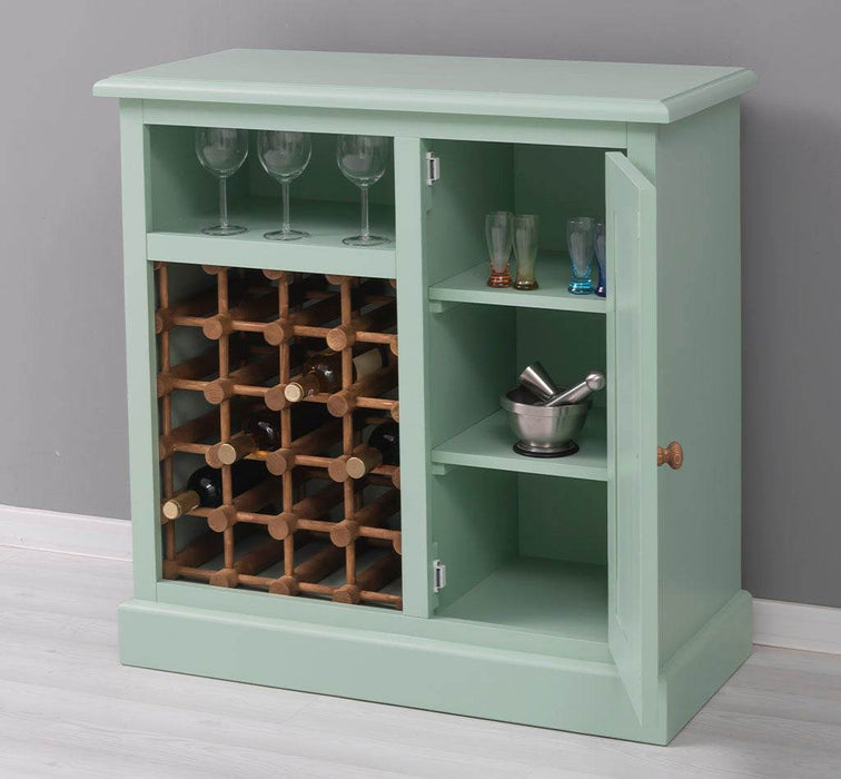 Weinschrank aus Massivholz | Weinregal mit Ablage und Tür - Gewachst