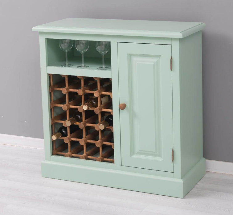 Weinschrank aus Massivholz | Weinregal mit Ablage und Tür - Gewachst