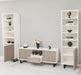 Wohnzimmer-Set mit Akustiklamellen | TV-Board aus Massivholz mit zwei Standregalen - 