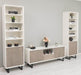 Wohnzimmer-Set mit Akustiklamellen | TV-Board aus Massivholz mit zwei Standregalen - 