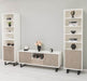 Wohnzimmer-Set mit Akustiklamellen | TV-Board aus Massivholz mit zwei Standregalen - 