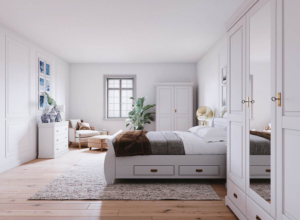 Kleiderschrank Toskania Massivholz – Landhaus, weiß, 193 cm, mit/ohne Spiegel — Massivholzmöbel-Becker
