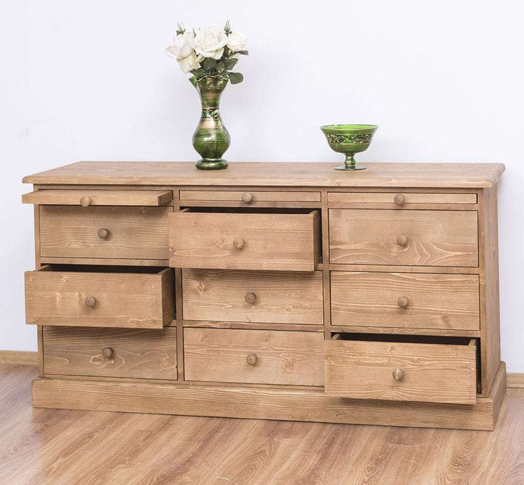 Große Landhauskommode aus Massivholz mit neun Schubladen - Sideboard