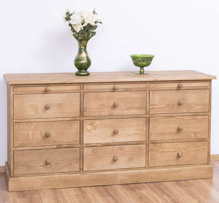 Große Landhauskommode aus Massivholz mit neun Schubladen - Sideboard