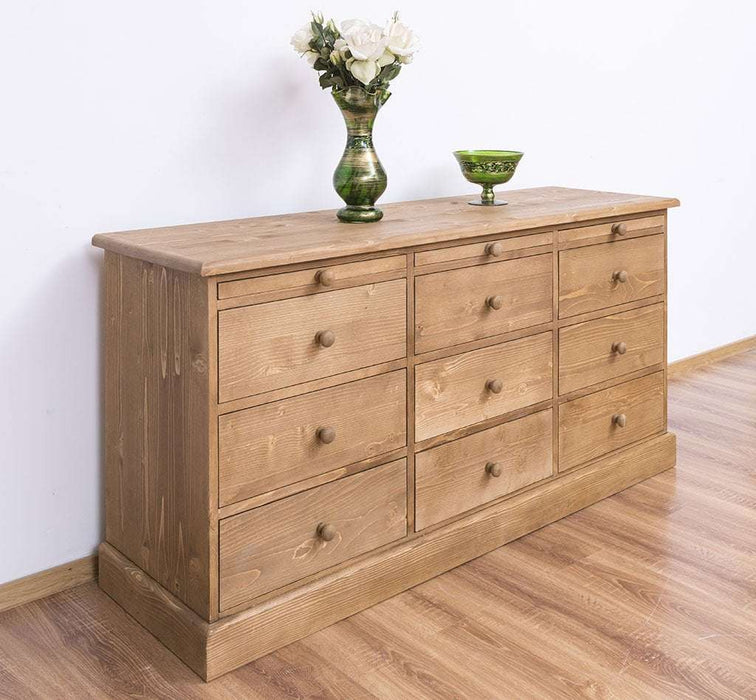 Große Landhauskommode aus Massivholz mit neun Schubladen - Sideboard