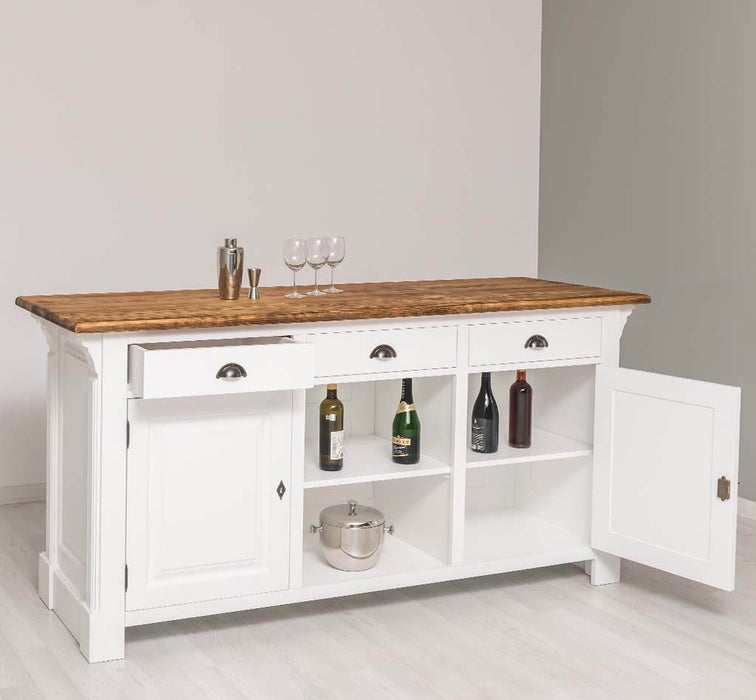 Große Kücheninsel aus Massivholz | Tresen im Landhausstil | Theke - Weiß