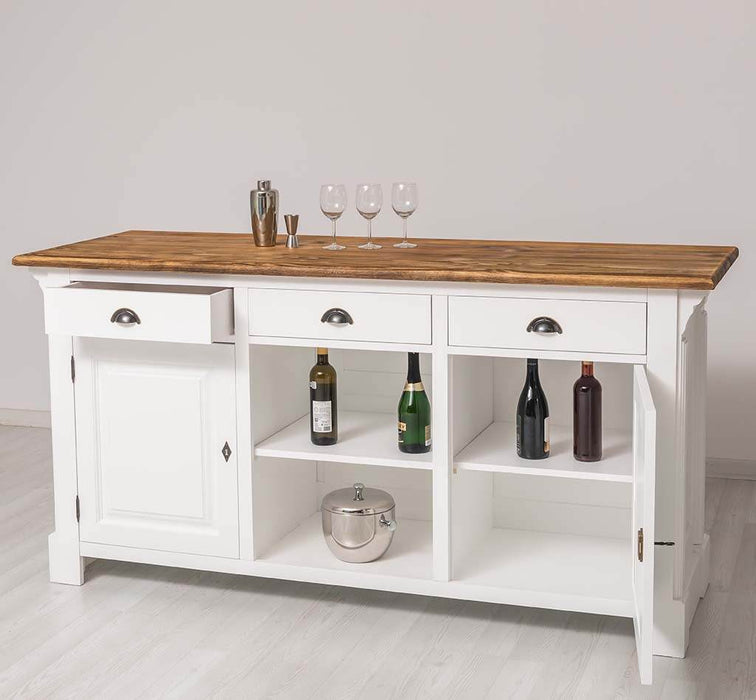 Große Kücheninsel aus Massivholz | Tresen im Landhausstil | Theke - Weiß