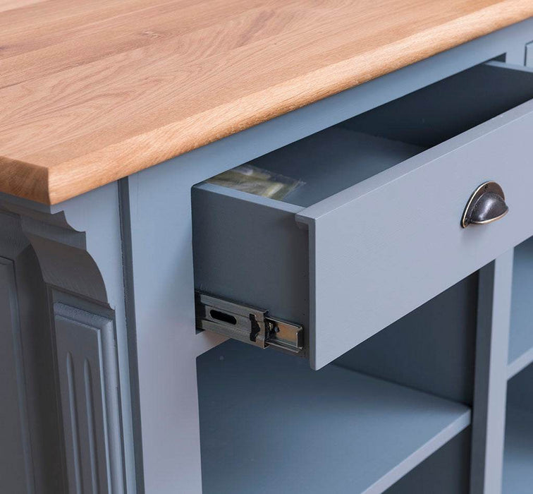 Landhaus Bartresen aus Massivholz - Minibar freistehend mit Eichenplatte - Schwarz