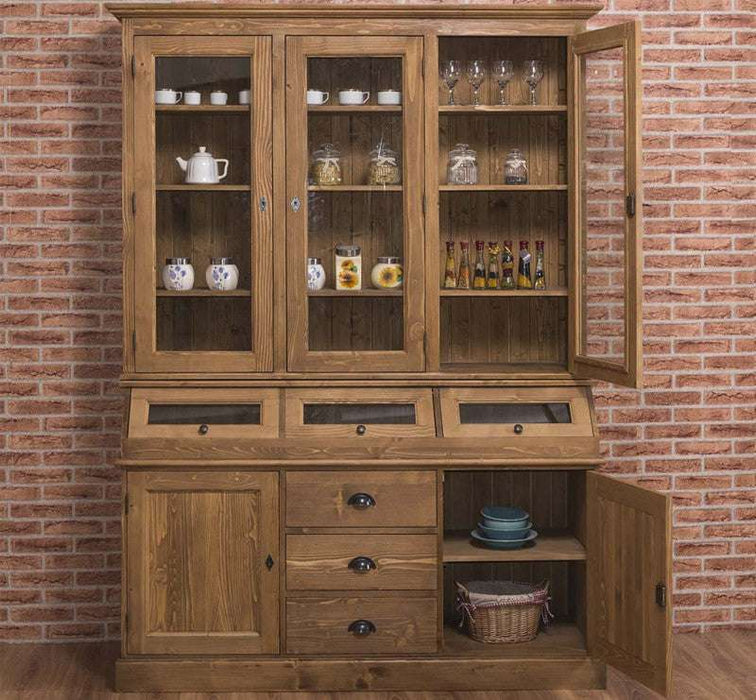 Geschirrschrank mit Display | 2- teilig | Kommode | Sideboard