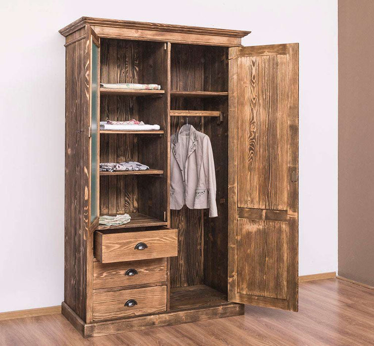 Kleiderschrank aus Massivholz mit Spiegeltür