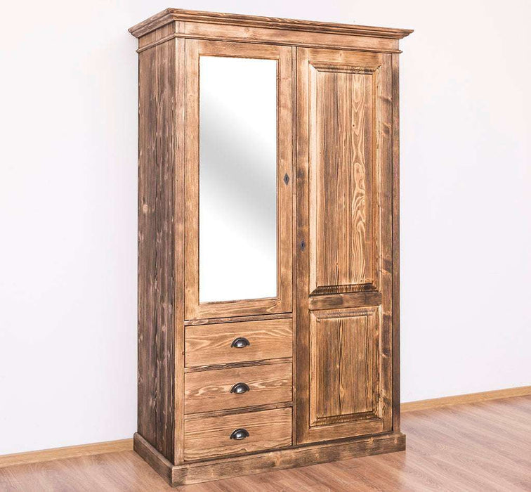 Kleiderschrank aus Massivholz mit Spiegeltür