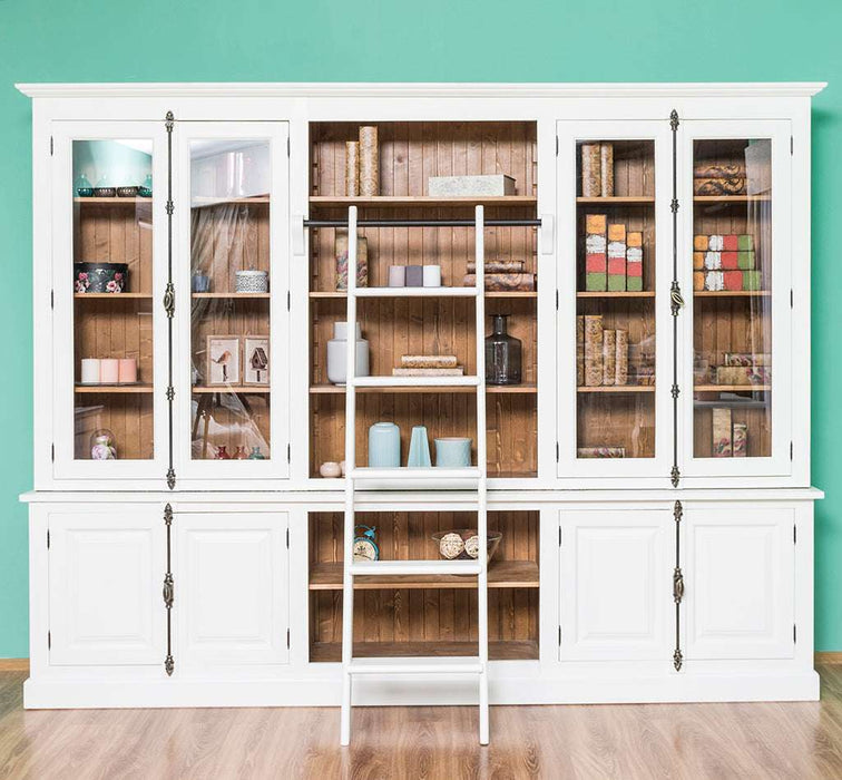 Großer Bücherschrank aus Massivholz mit externem Verschlusssystem | Wohnzimmerschrank