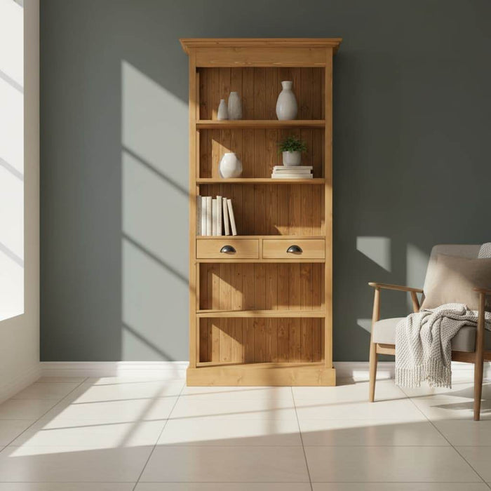 Schlankes Regal aus Massivholz mit 2 Schubladen - in verschiedenen Farben -