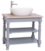 Waschbeckenschrank aus Massivholz mit gedrechselten Beinen von links