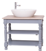 Waschbeckenschrank aus Massivholz mit gedrechselten Beinen von rechts