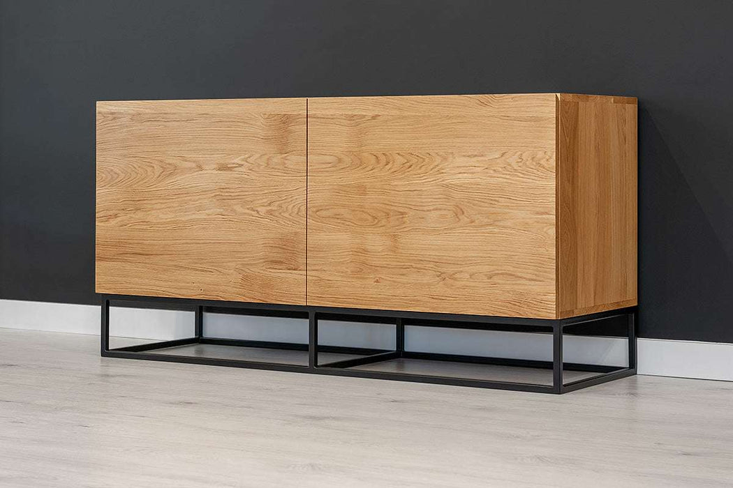 Industrial Sideboard aus massiver Eiche | Zweitürige Kommode Frame