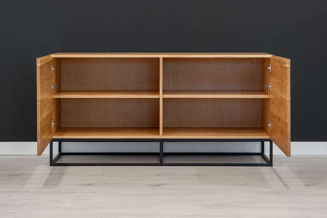 Industrial Sideboard aus massiver Eiche | Zweitürige Kommode Frame