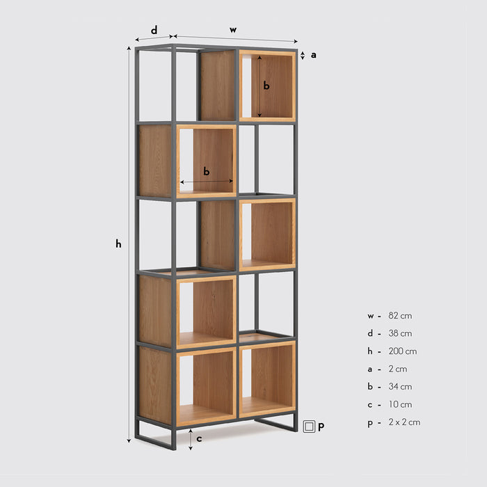 Industrial Regal aus massiver Eiche | Raumteiler Frame in zwei Größen