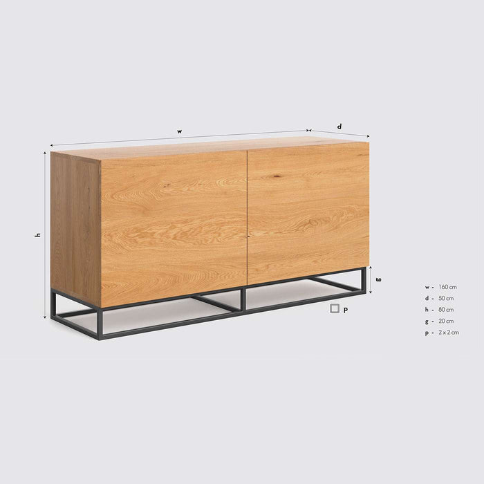 Industrial Sideboard aus massiver Eiche | Zweitürige Kommode Frame