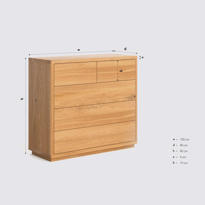 Sideboard aus massiver Eiche mit fünf Schubladen | Kommode Soma