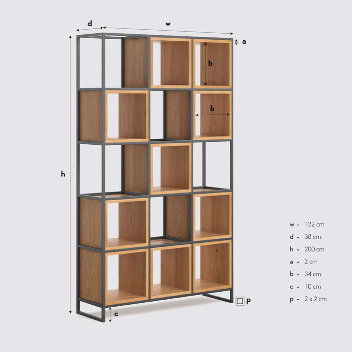 Industrial Regal aus massiver Eiche | Raumteiler Frame in zwei Größen