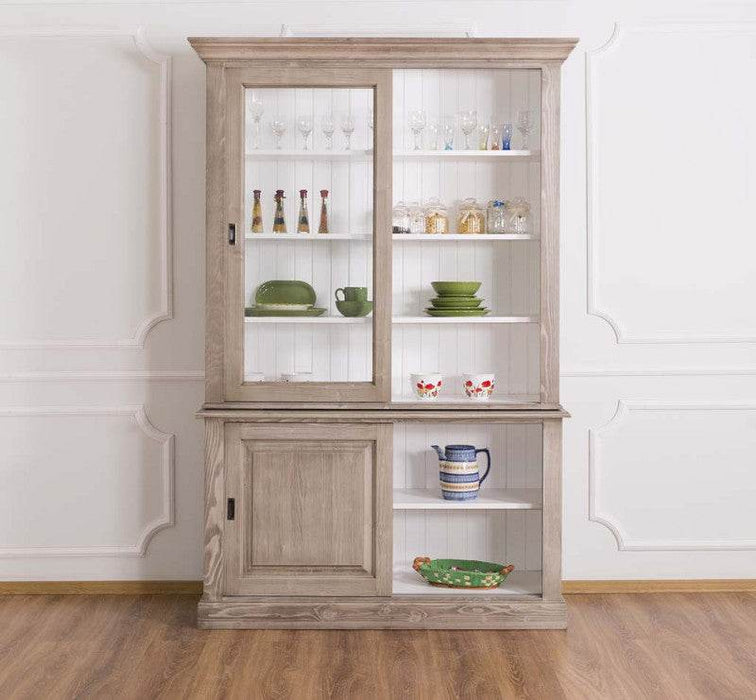 Buffetschrank mit Schiebetüren | Geschirrschrank | Vitrine | 2-teilig - Natur