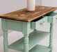 Konsolentisch aus Massivholz | Wandtisch mit 2 Schubladen - mint-geflammt-links-offen-detail
