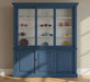 Massiver Buffetschrank - Geschirrschrank | Vitrine | 2-teilig | 6 Schiebetüren - Blau - Weiß