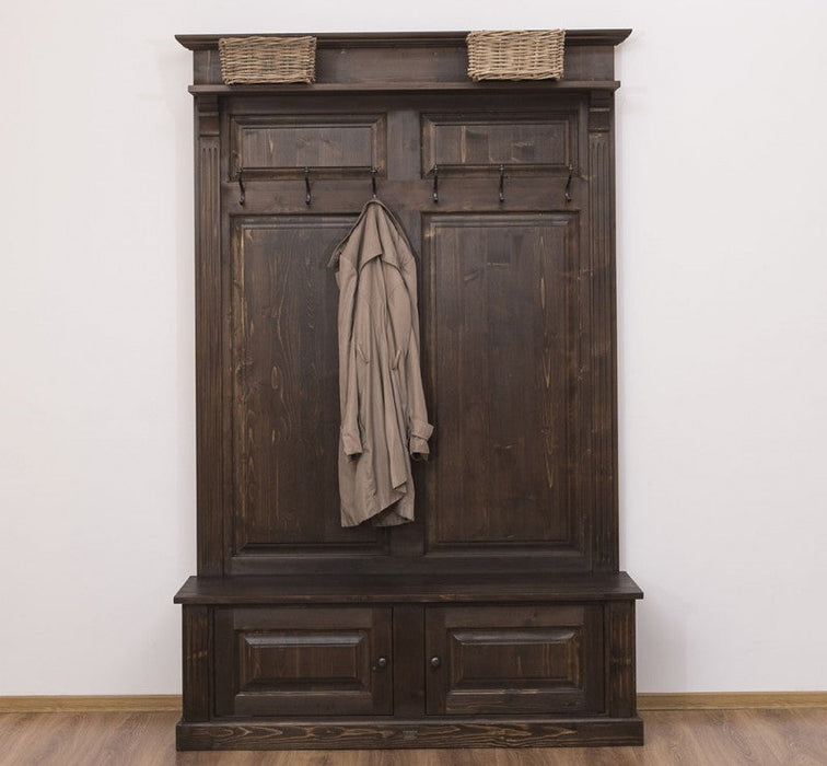 Garderobe aus Massivholz mit 6 Haken und 2 Staufächern