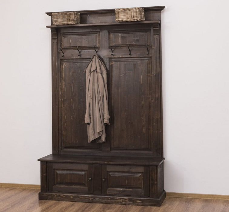 Garderobe aus Massivholz mit 6 Haken und 2 Staufächern