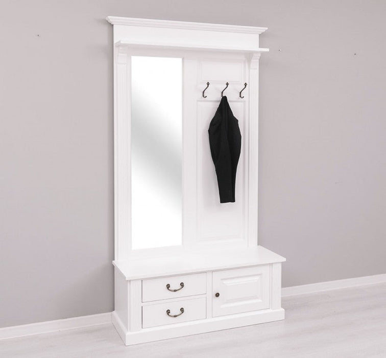 Garderobe aus Massivholz mit Spiegel und Staufächern